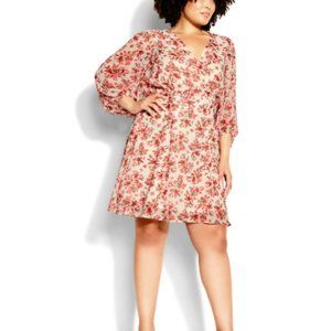 Plus Size Faux Wrap V-Neck Mini Dress - XL (22) NWT!